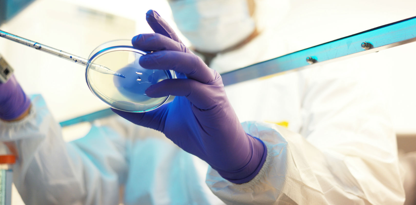 Scientist with a petri dish in a laboratory